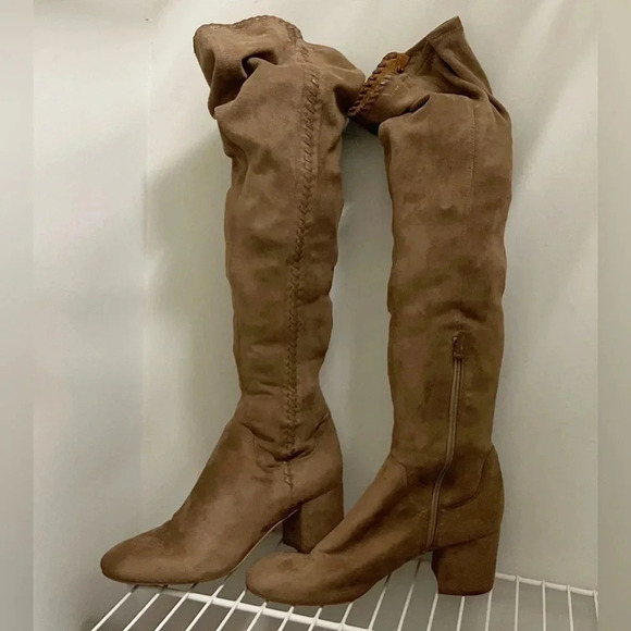 Franco Sarto knee high boots block heel faux suede - Picture 1 of 7